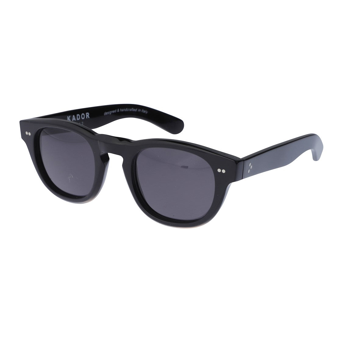 Kador Kosmo/N Glossy Black Rounded Sunglasses With Silver Dot Accents