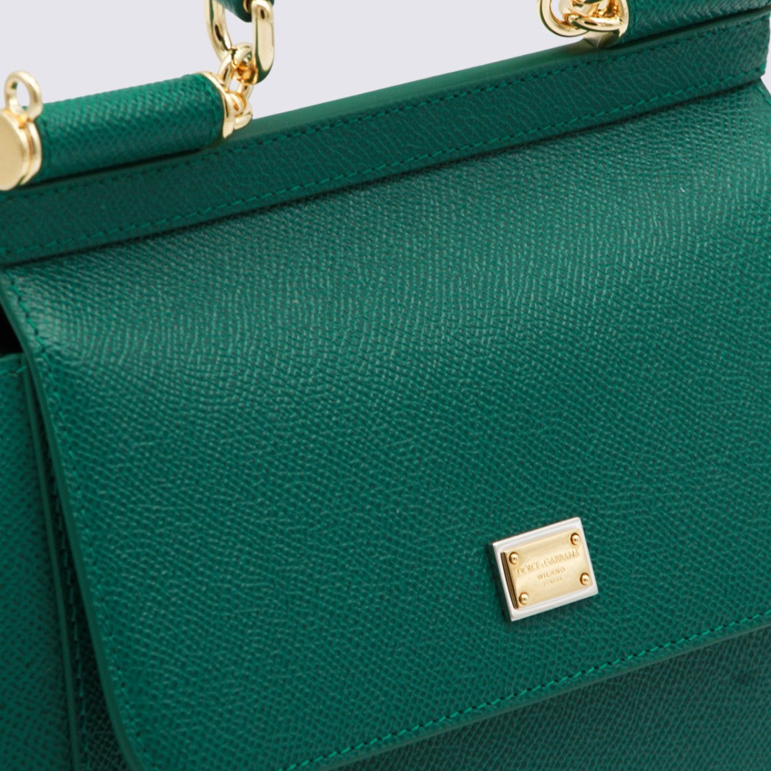 Dolce & Gabbana Textured Handbag With Trapezoidal Silhouette And Gold-Tone Accents