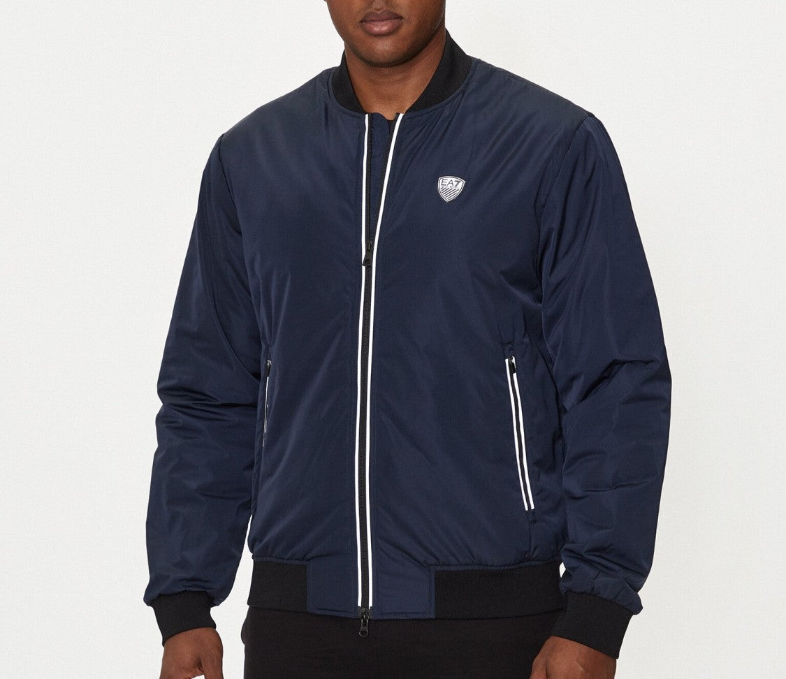 Emporio Armani Navy Blue Nylon Bomber Jacket