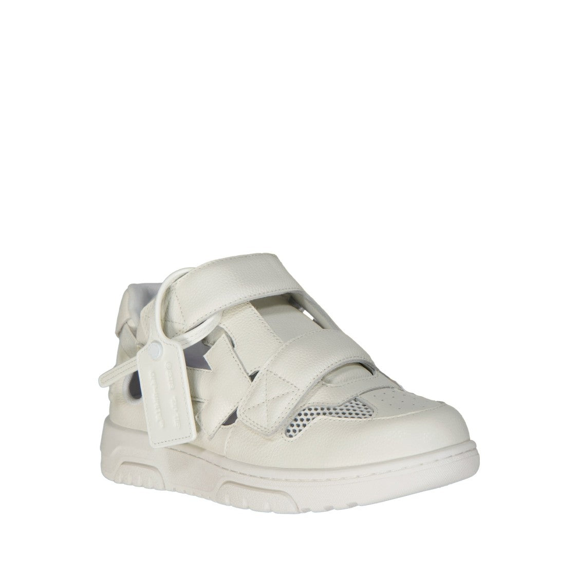 Off-White Leather Sneakers With Velcro Straps