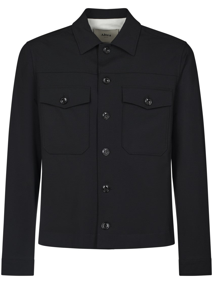 Altea Mitchell Technical Fabric Black Overshirt