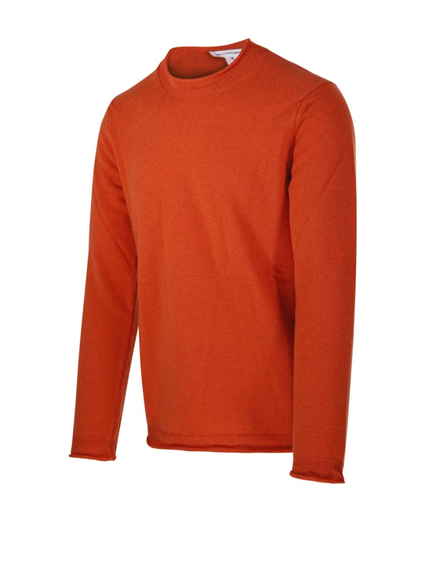 Comme Des Garçons Minimalist Long-Sleeved Wool Shirt With Ribbed Detailing