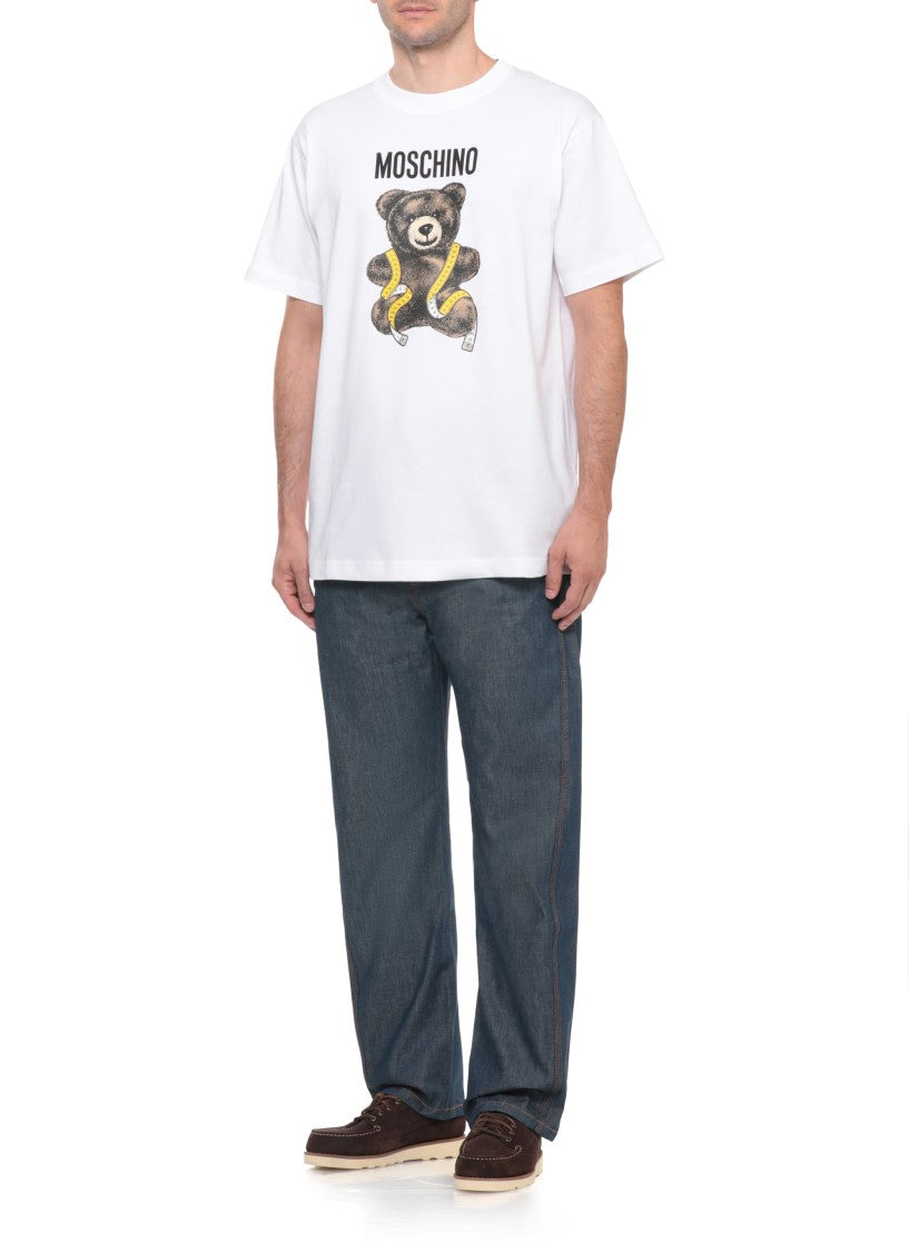 Moschino White Teddy Bear Graphic Print Cotton T-Shirt