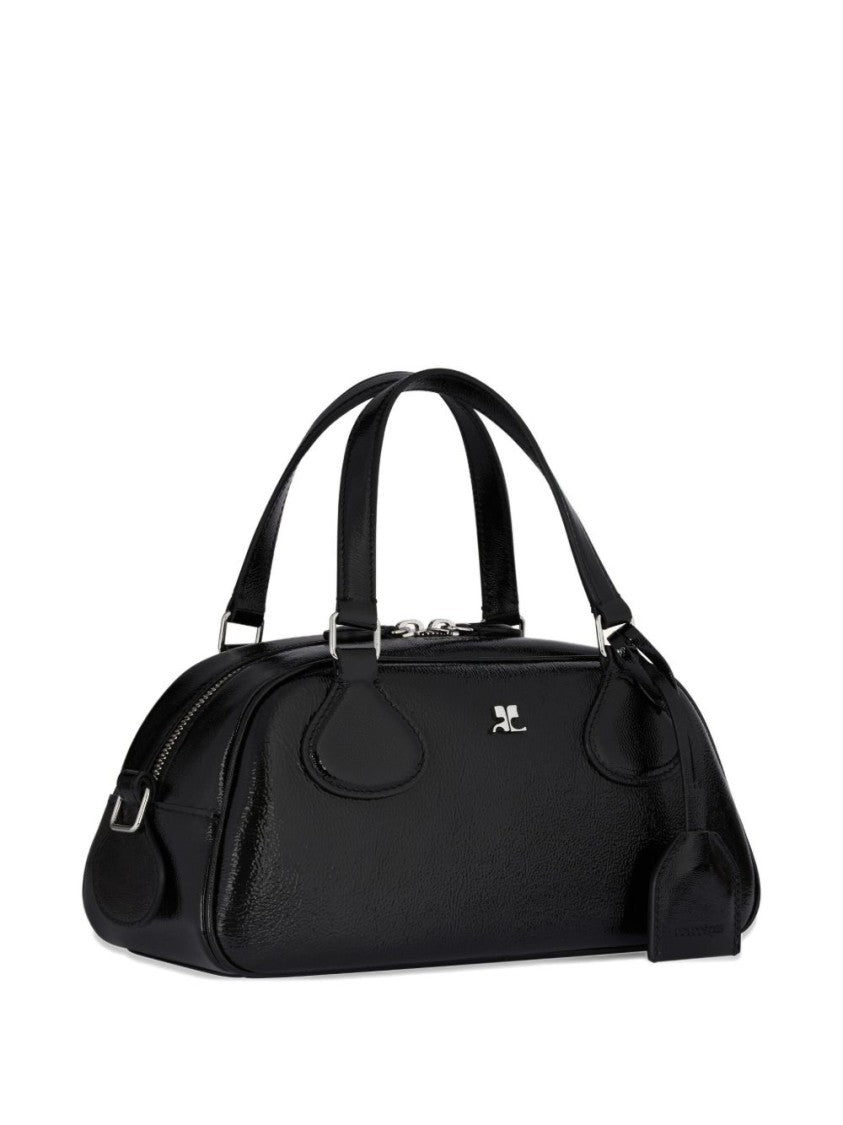 Courrèges Structured Black Leather 'Friday' Tote