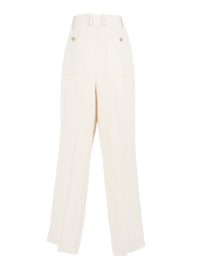 P.A.R.O.S.H. High Waisted Buttoned Pocket Straight-Leg Pants