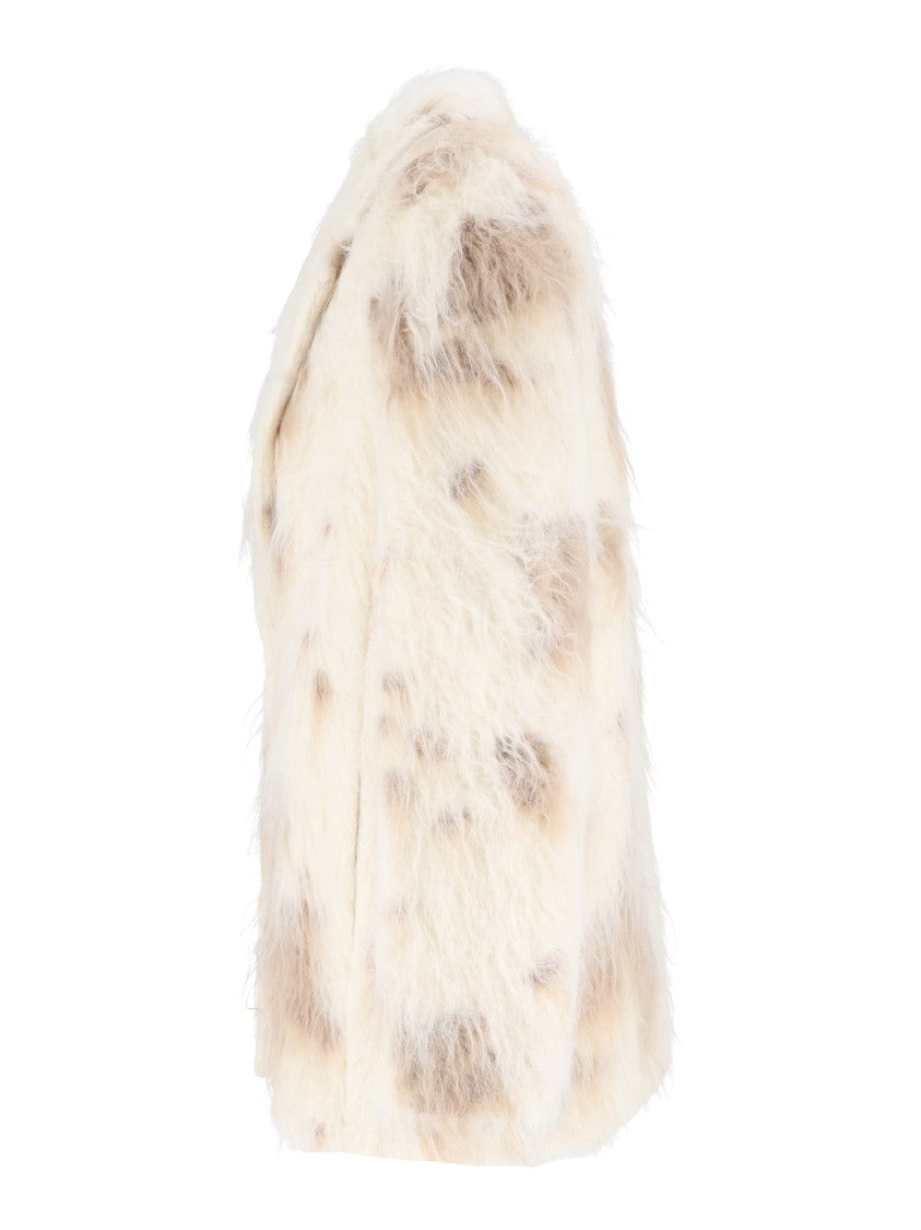 Peserico Cream/Brown Soft Textured Classic Collar Coat