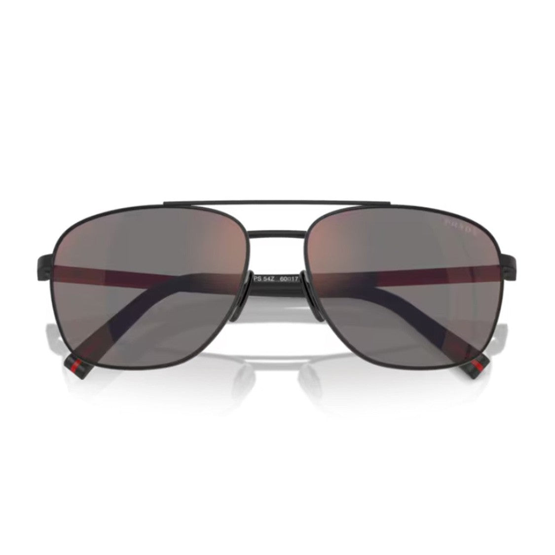 Prada Linea Rossa Nero Gommato Ps 54Zs Metal Aviator Sunglasses