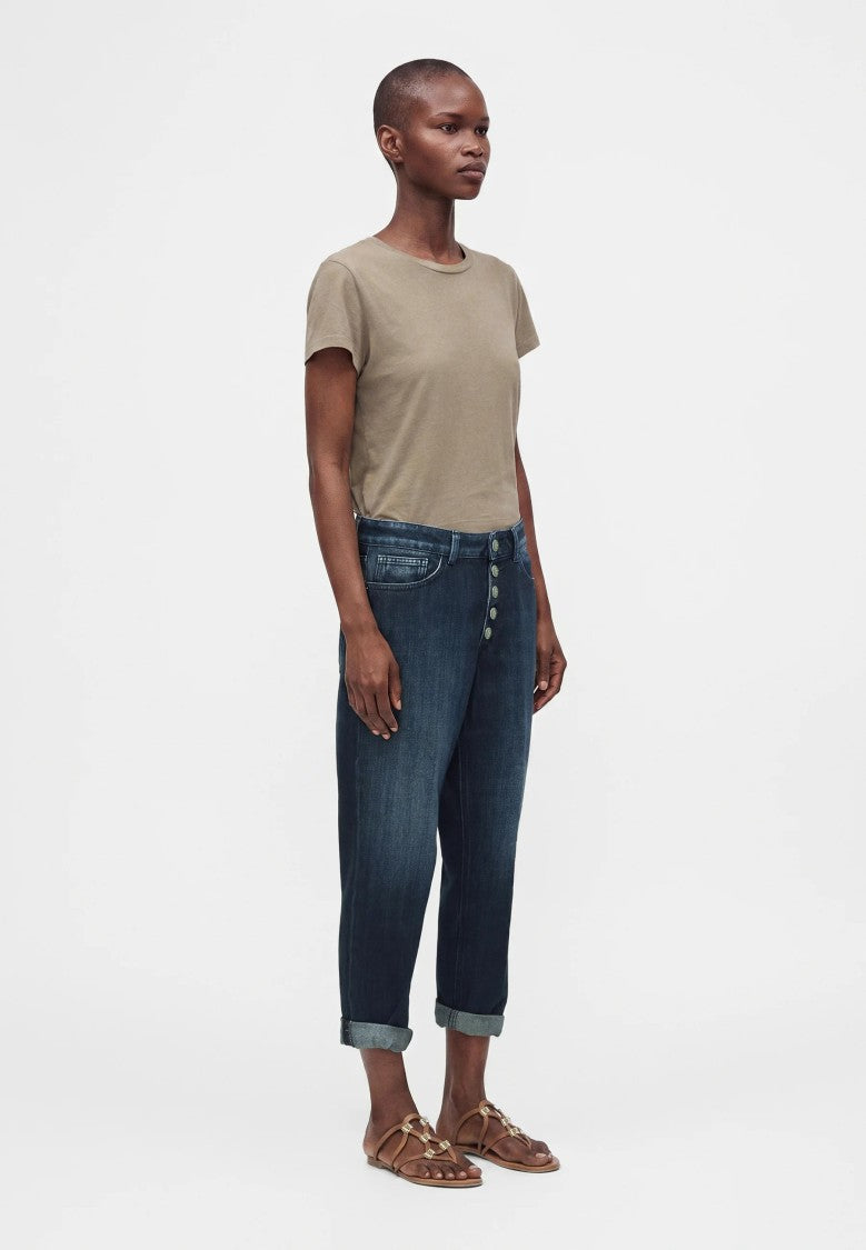 Dondup Relaxed Fit Tapered Cuffed Hem Indigo Jeans