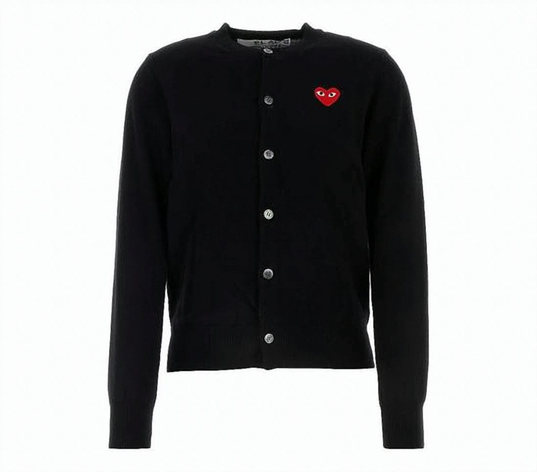 Comme Des Garçons Black Wool Cardigan With Button-Up Design