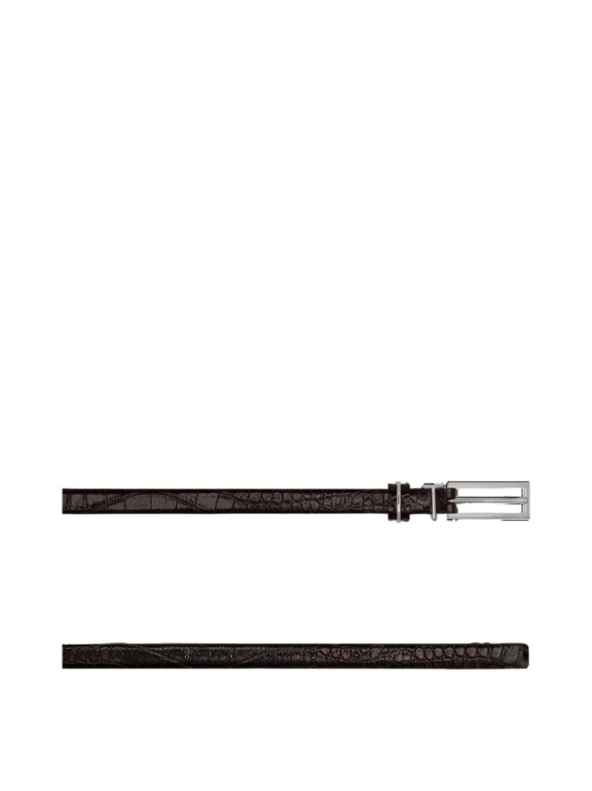 Tom Ford Crocodile-Embossed Calf Leather Belt With Palladium Buckle