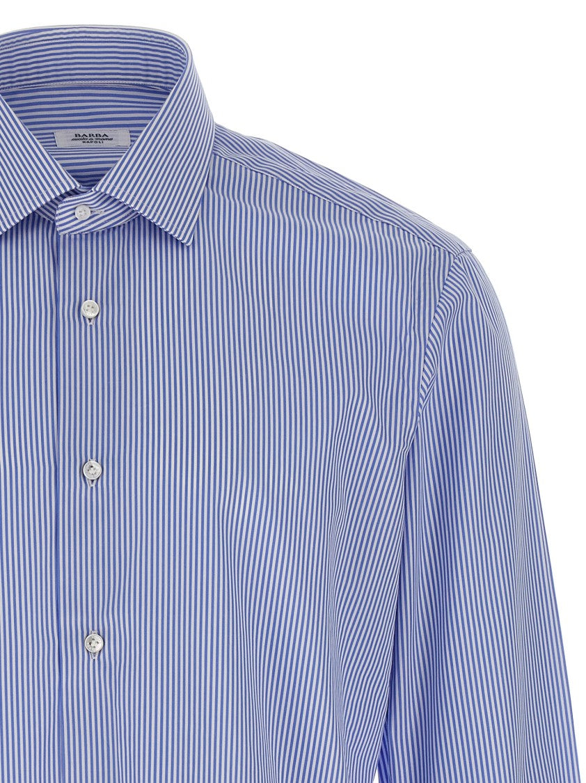 Barba Tailored Blue Striped Cotton Poplin Shirt