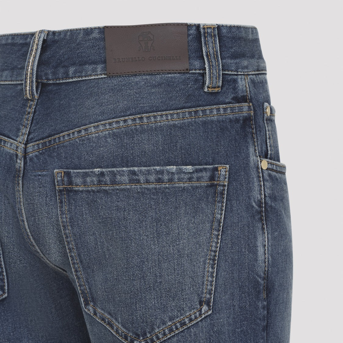 Brunello Cucinelli Medium Blue Cotton Straight-Leg Jeans