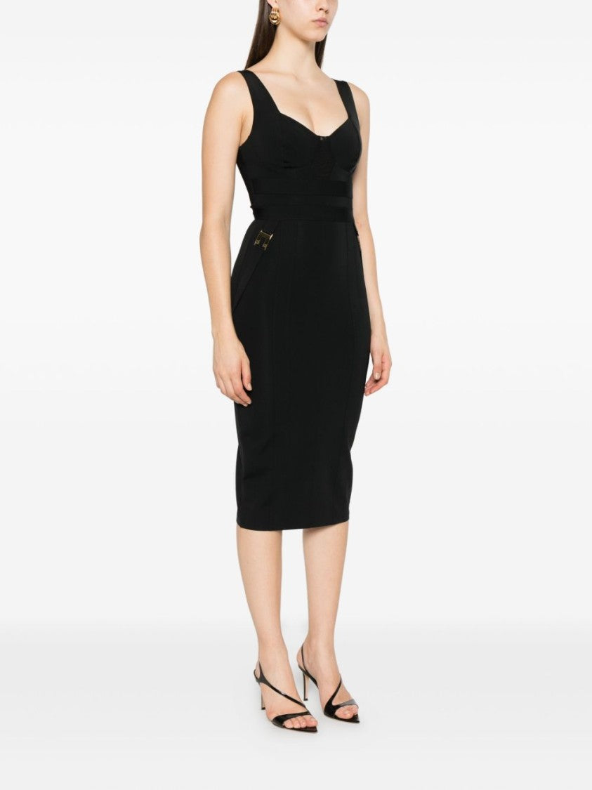 Elisabetta Franchi Fitted Black Dress With Sweetheart Neckline