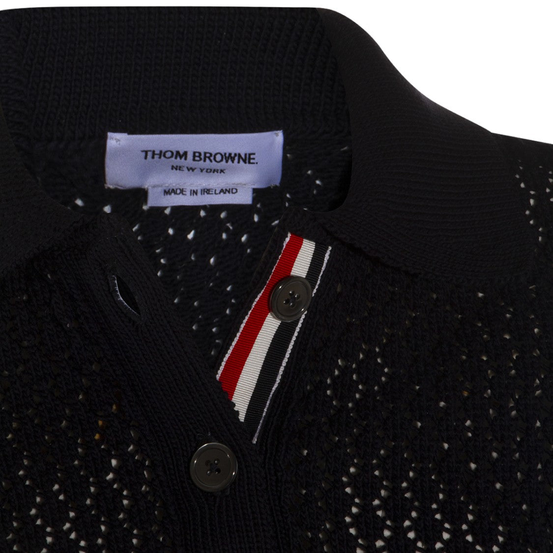 Thom Browne Short-Sleeved Knit Top With Openwork Pattern
