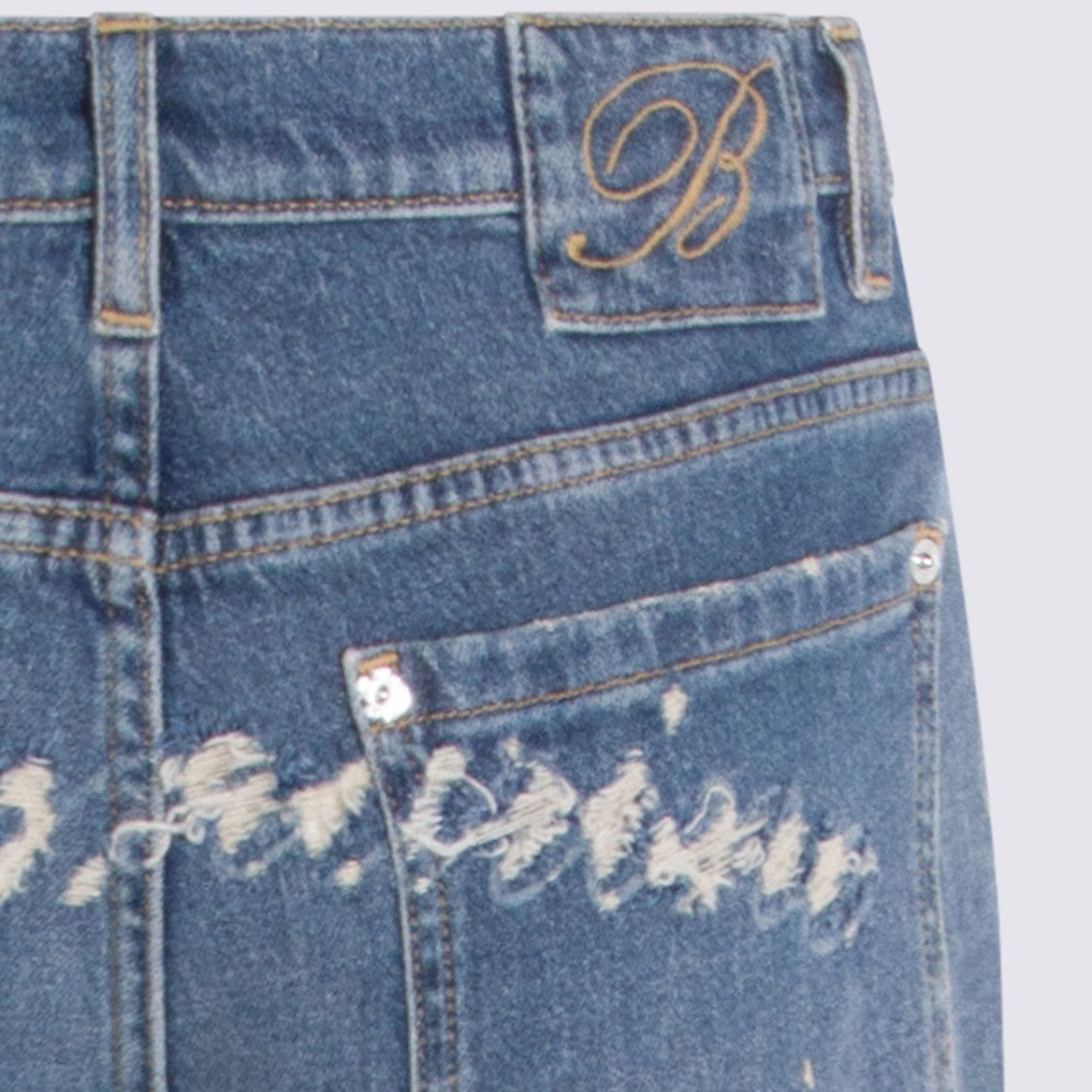 Blumarine Straight-Leg Jeans With Embroidered Logo Detail