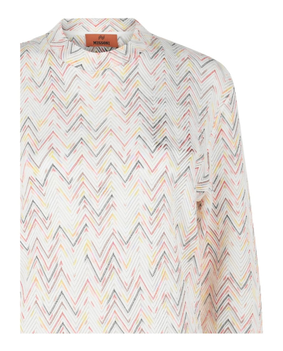 M Missoni Chevron Pattern Zig Zag Sweater With Crewneck Design