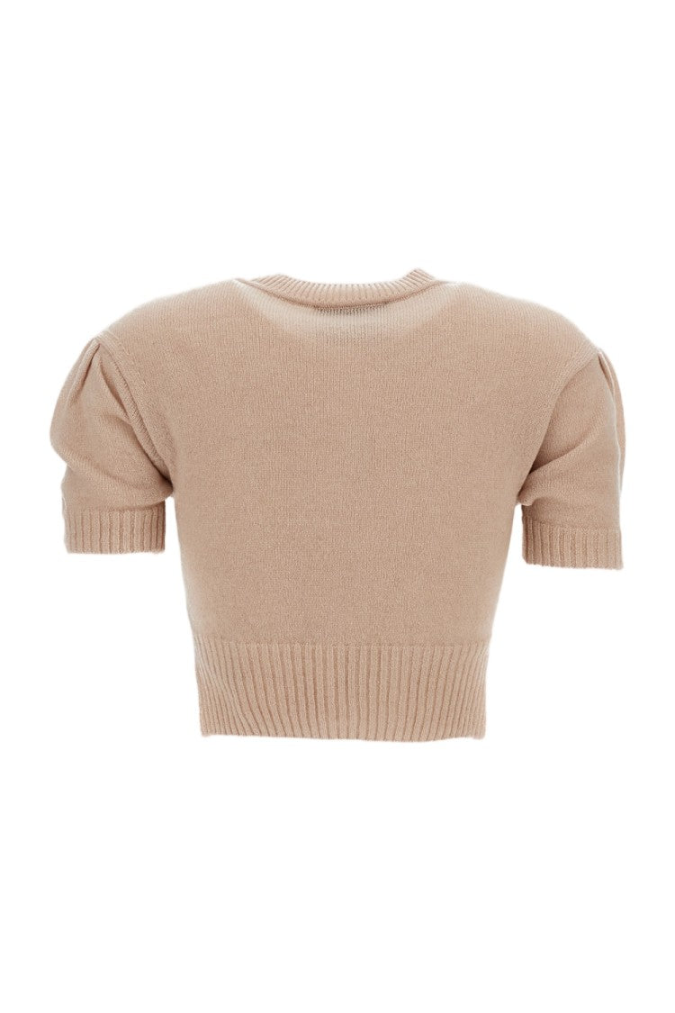 Simone Rocha Cropped Cashmere Cardigan With Chenille Bow Accents