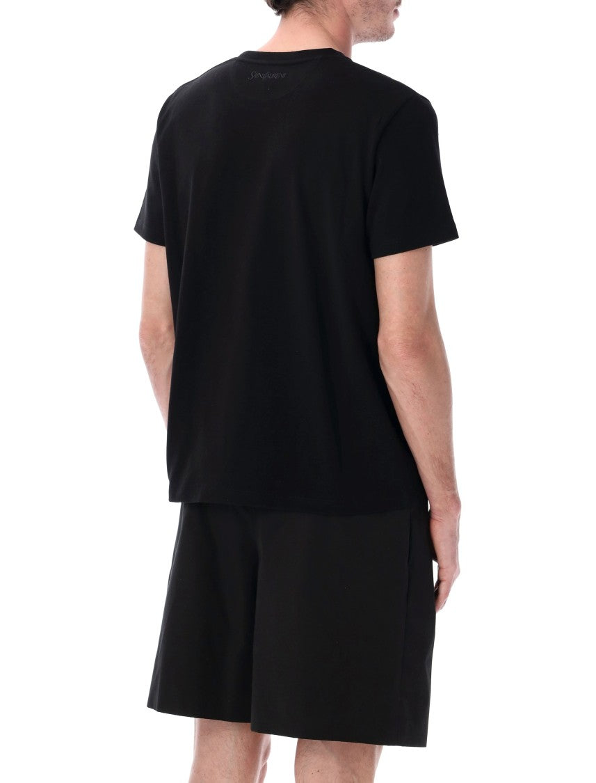 Saint Laurent Cotton Crewneck T-Shirt With Back Logo