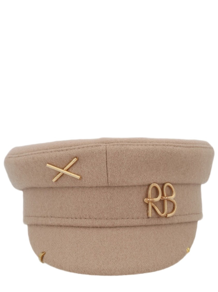 Ruslan Baginskiy Baker Boy Structured Embellished Wool-Blend Hat