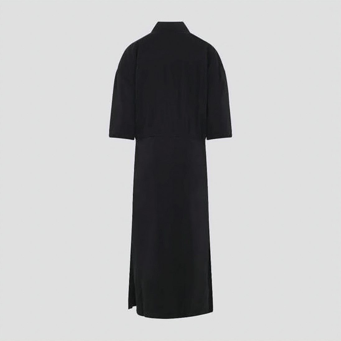 Lemaire Asymmetrical Black Shirt Dress In Dry Silk