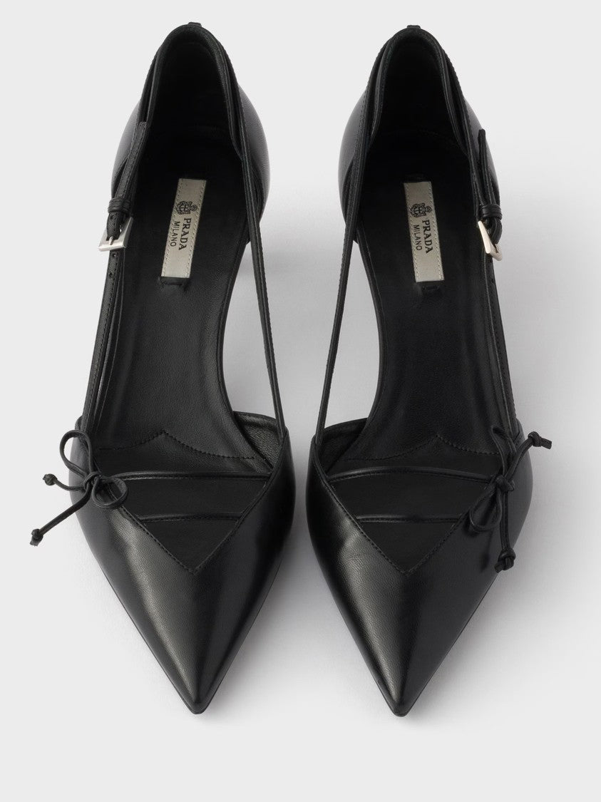 Prada Pointed-Toe Slingback Bow Detail Pumps