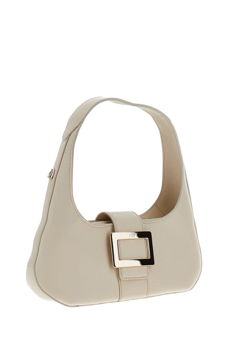 Roger Vivier White Minimalist Buckle Detail Shoulder Bag