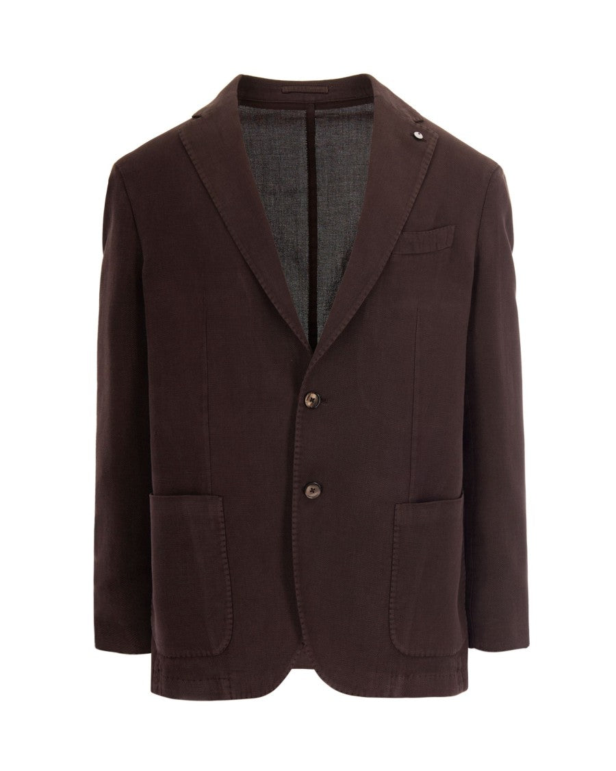 L.B.M. 1911 Brown Ramié Slim-Fit Cotton Ramie Blazer