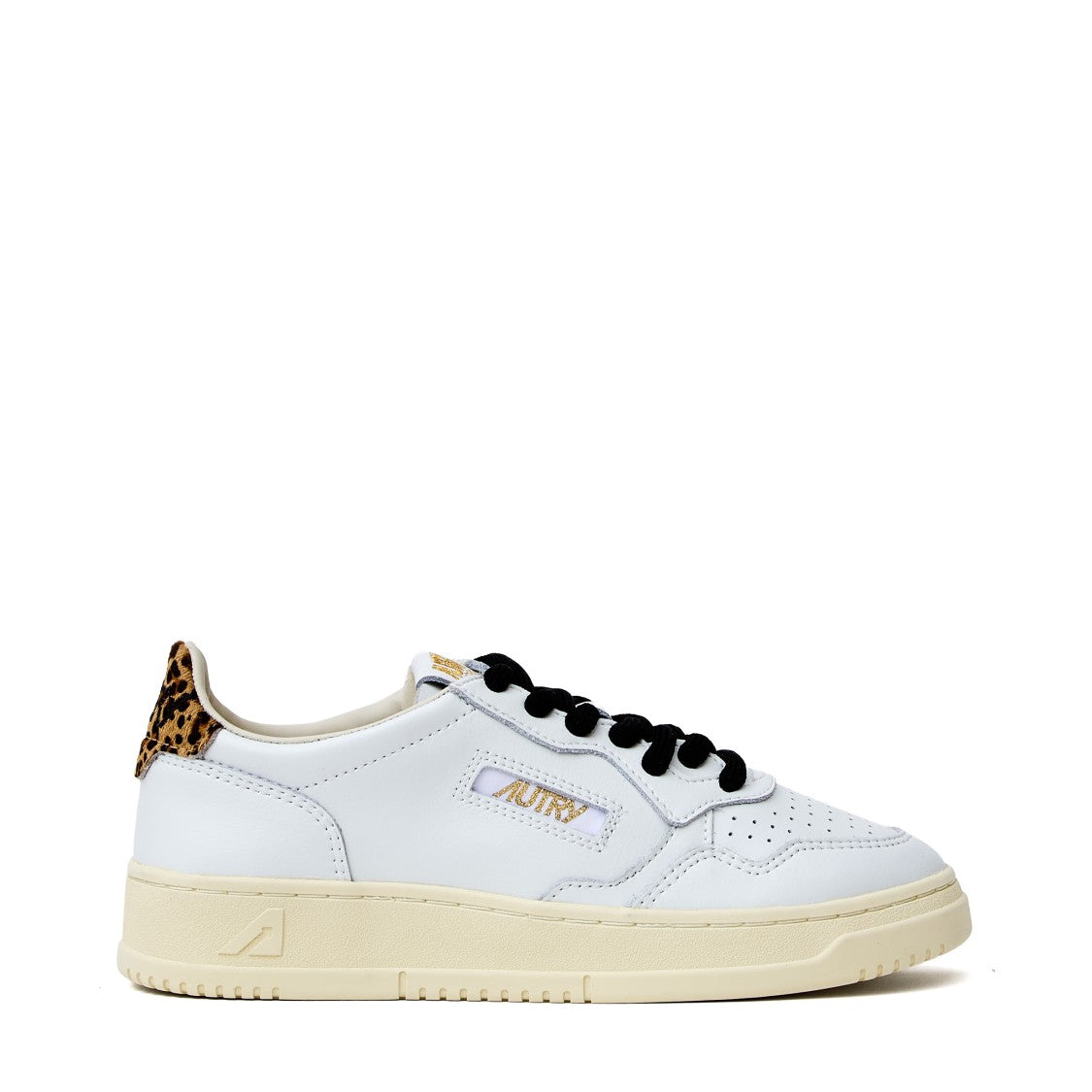 Autry White Leopard Medalist Low Leather Sneakers