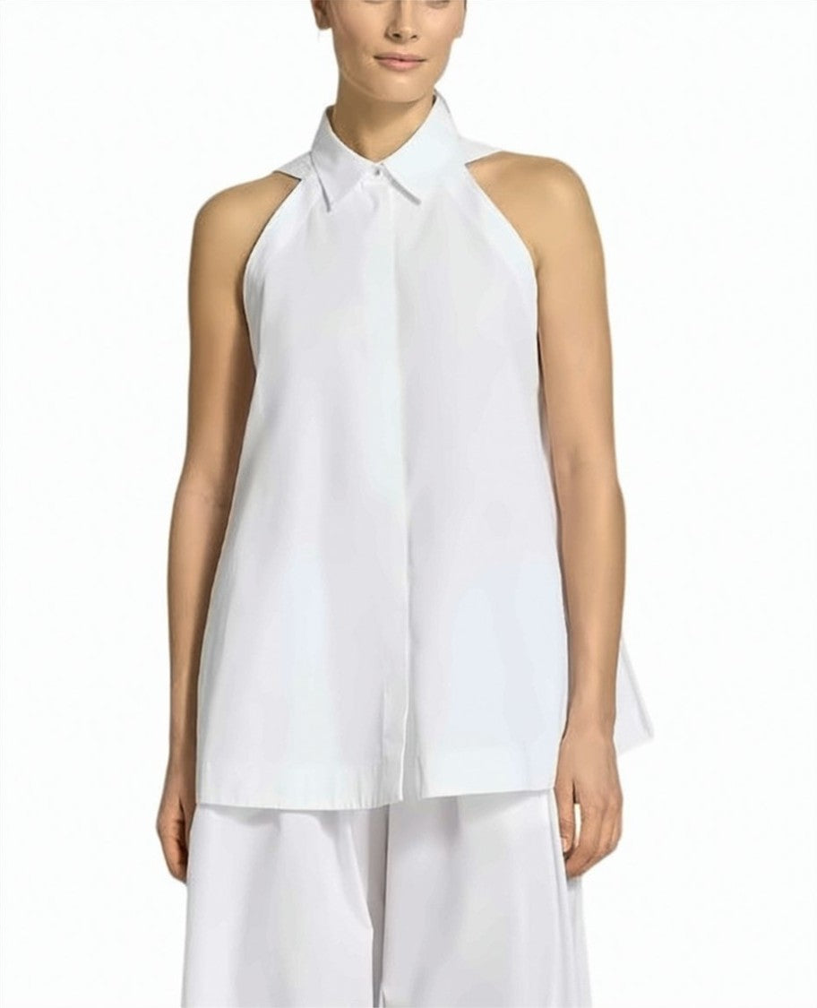 Boss Flared White Shirt With Concealed Button Placket