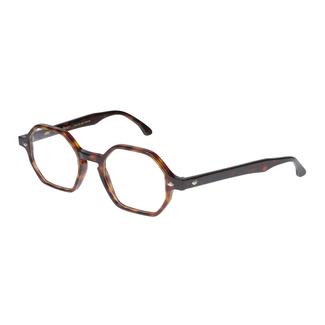 Kador Octagon Octagonal Tortoiseshell Frame Sunglasses With Metallic Accents