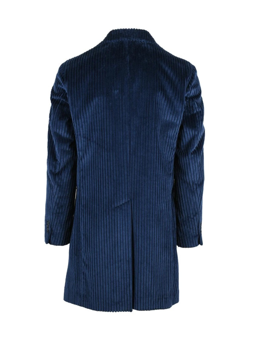 L.B.M. 1911 Blue Cotton Velvet Double-Breasted Coat