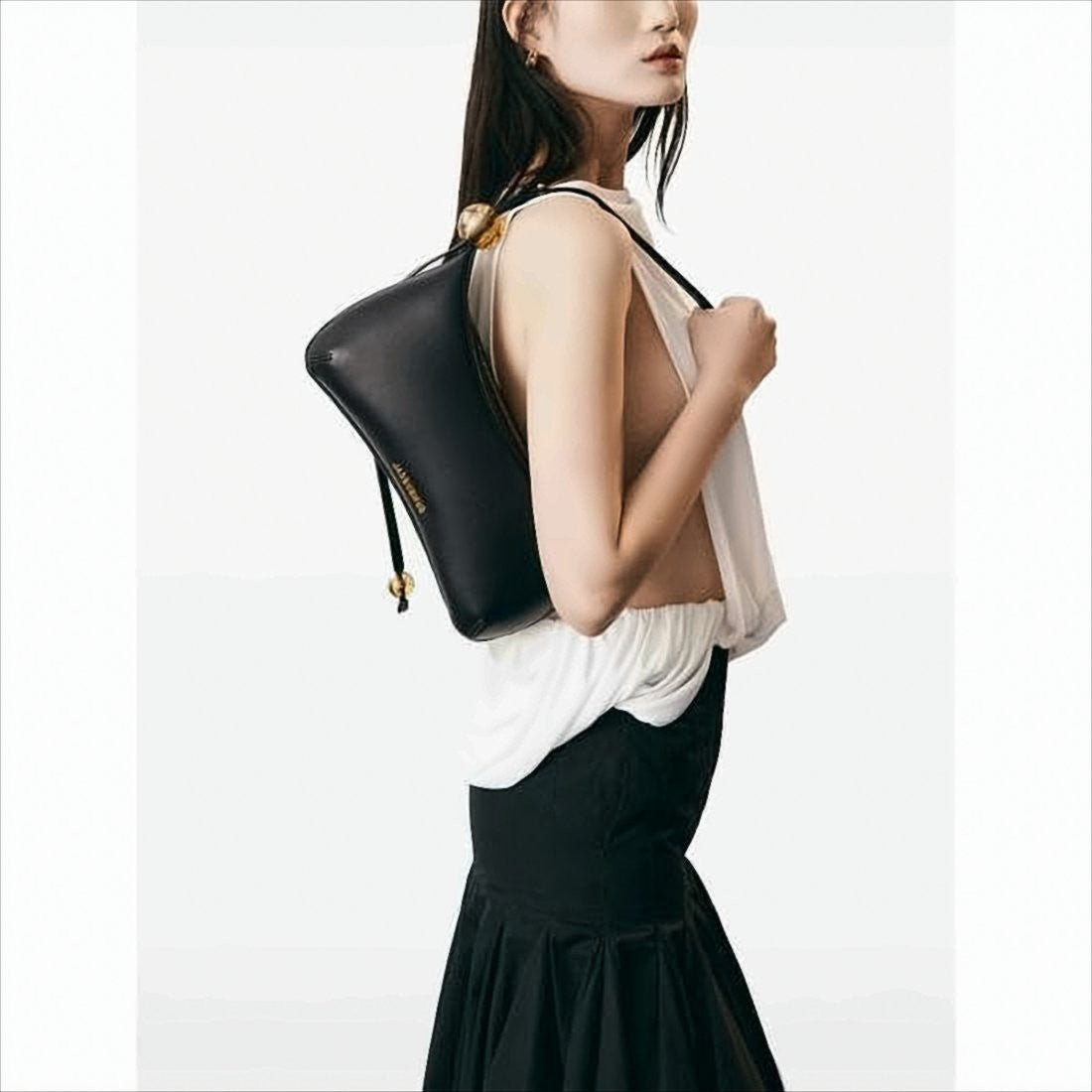 Jacquemus Curved Silhouette Shoulder Bag With Amber Beads