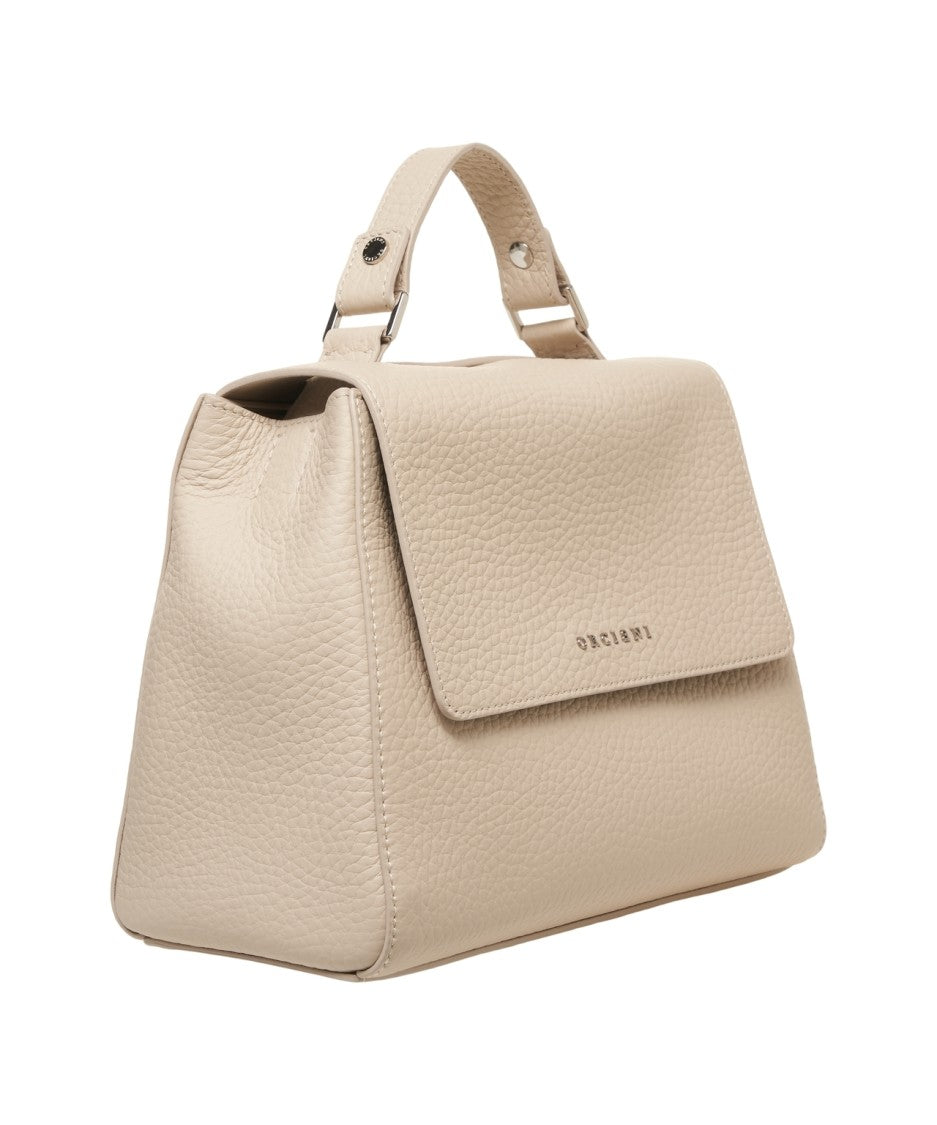 Orciani Pebbled Leather 'Sveva' Handbag With Magnetic Closure And Removable Strap