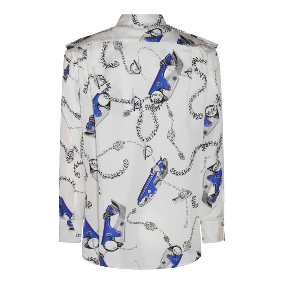 Burberry White Silk Round Hem Shirt