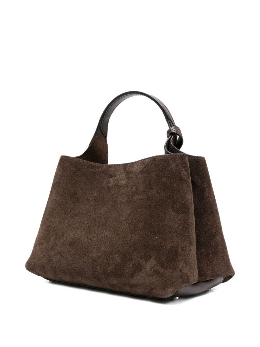 Tod's Structured Suede Handbag With Metallic Logo Charm