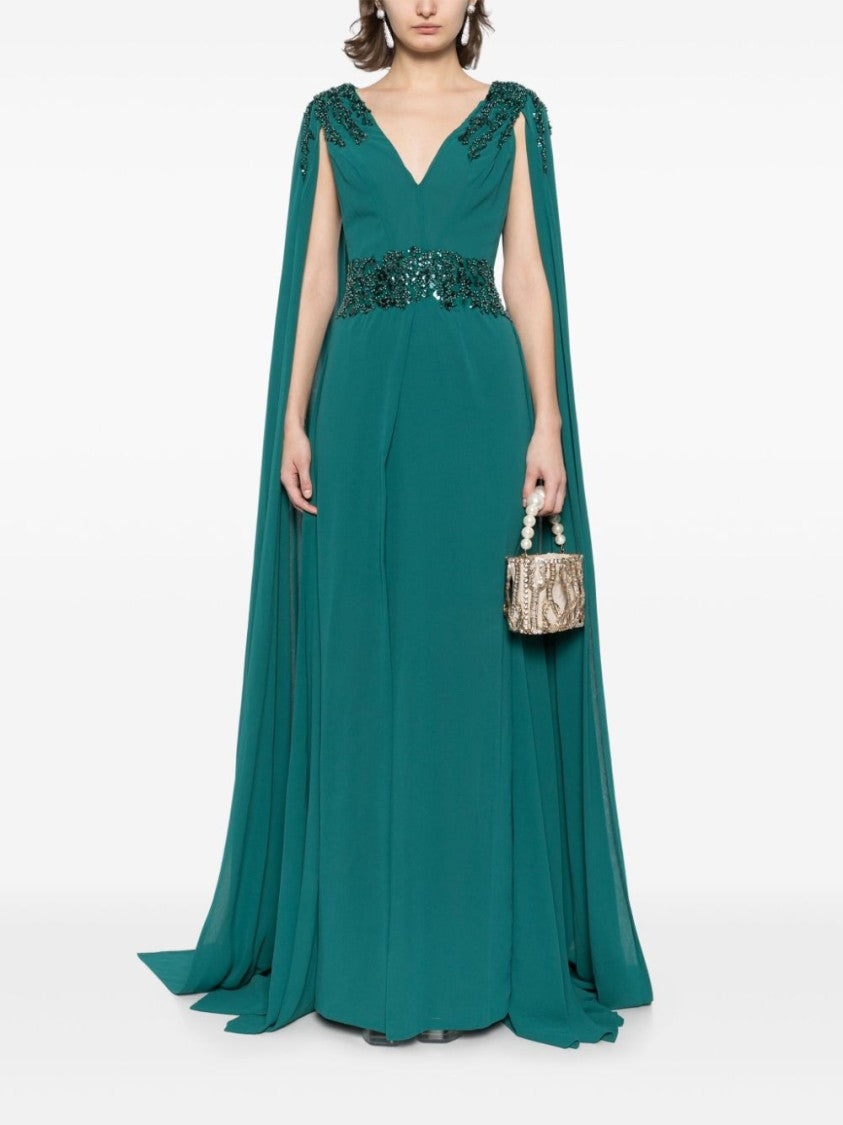 Saiid Kobeisy Crepe Dress With Cape