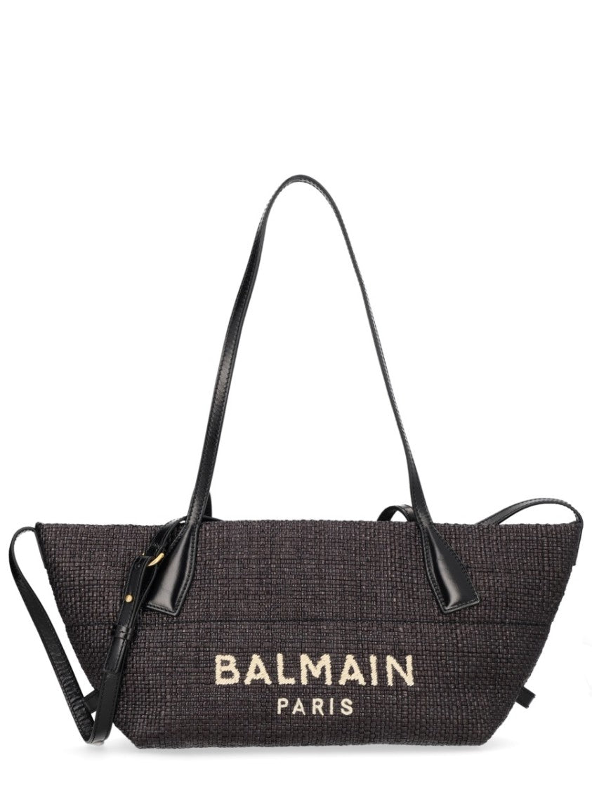 Balmain Small Track Embroidered Logo Tote Bag