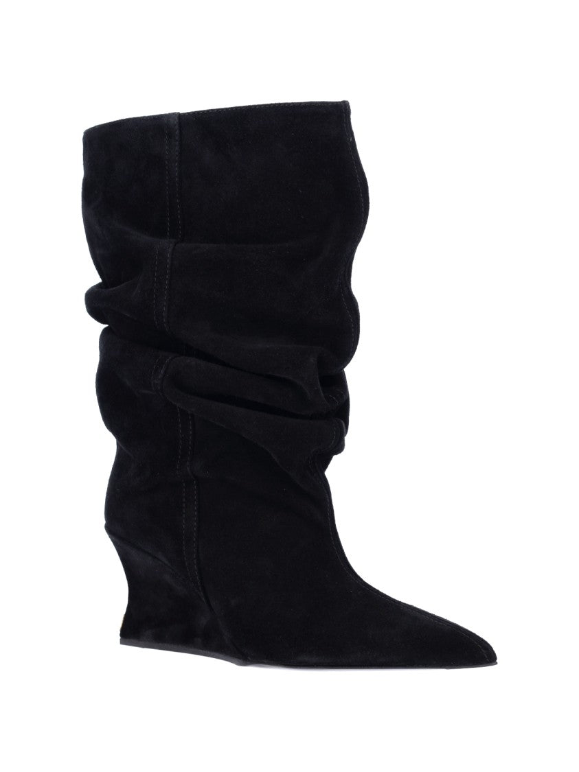 Balmain Mid-Calf Slouchy Boots With Pointed Toe
