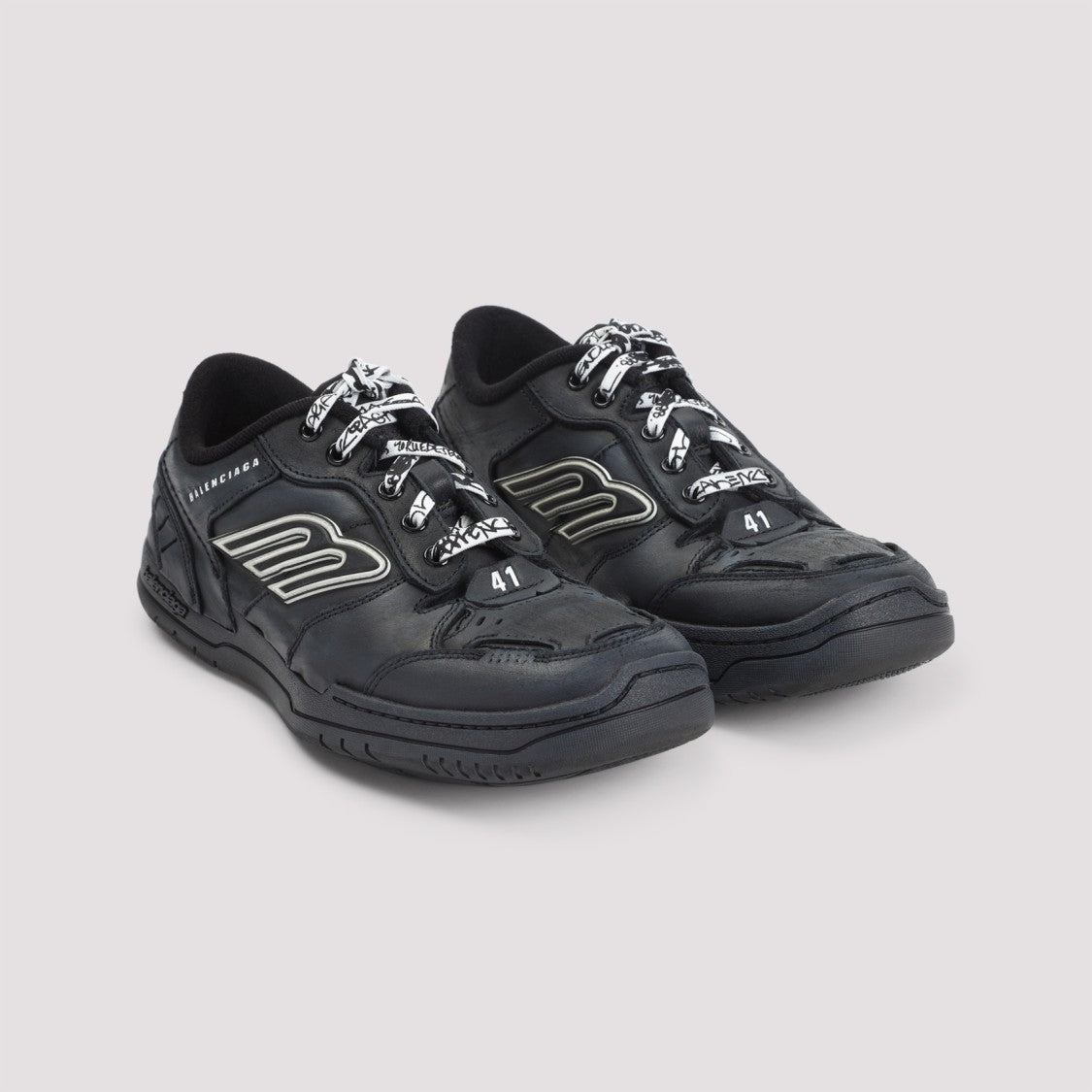 Balenciaga Premium Leather Low-Top Sneakers With Distinctive Accents