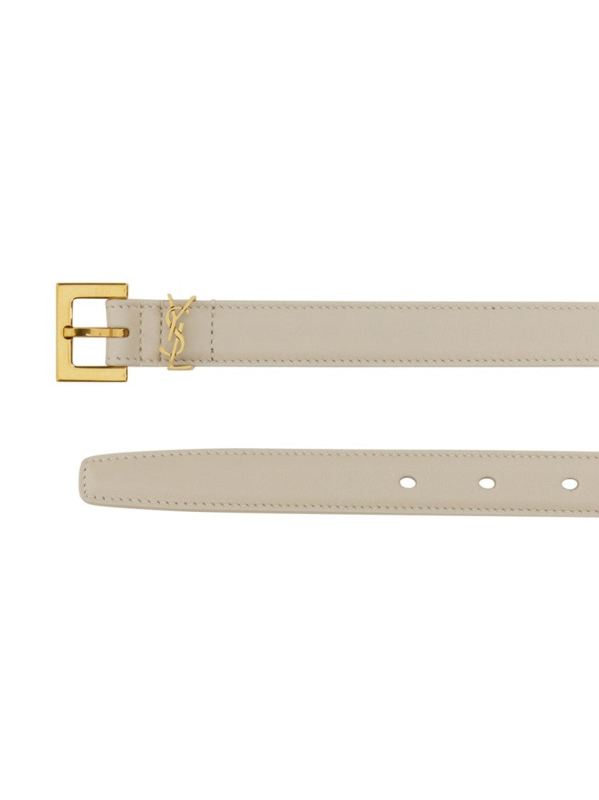 Saint Laurent Cassandre Slim Calfskin Belt