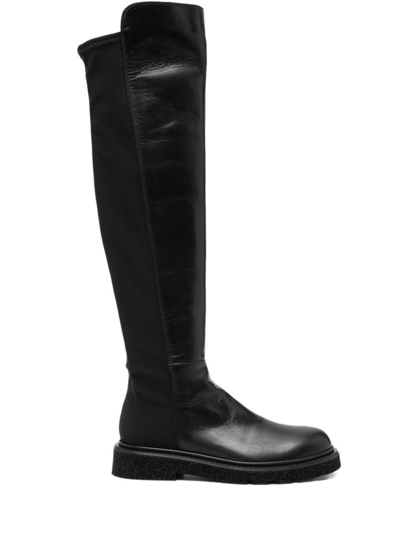 Guglielmo Rotta Knee-High Black Leather Ankle Boots