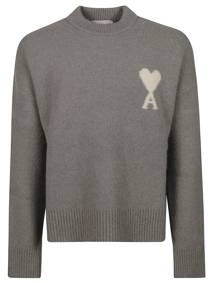 Ami Wool Sweater With Heart And Logo Detail