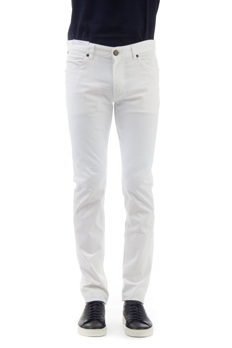Pt Denim Colored 5-Pocket Cotton Satin Swing Fit Trousers