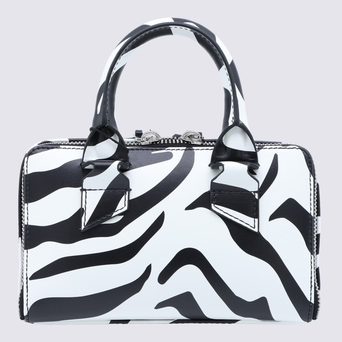 The Attico Structured Zebra Print Handbag With Detachable Strap