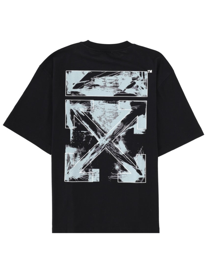 Off-White Black Distressed Arrow Graphic Cotton T-Shirt