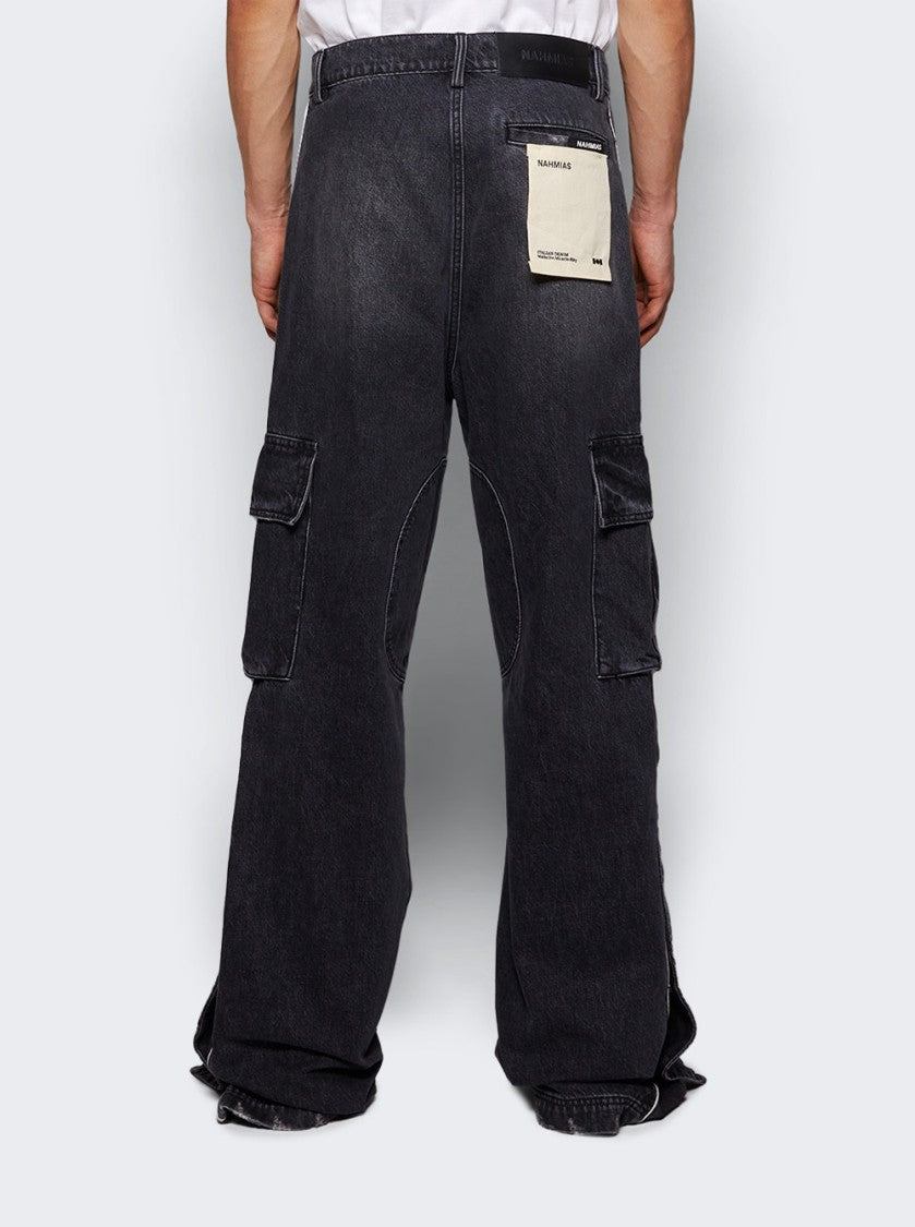 Nahmias Track Logo Cargo Pants Dark Wash
