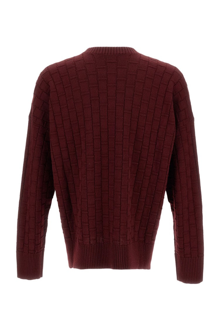 Plan C Textured Checked Wool Sweater