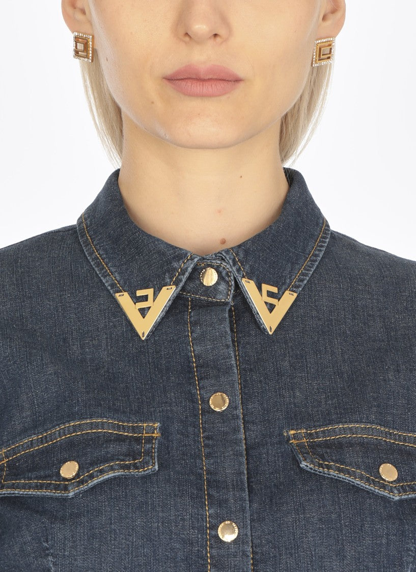 Elisabetta Franchi Square Design Gold Brass Earrings