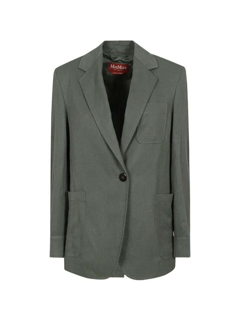 Max Mara Sage Green Lapel Collar Linen Blazer