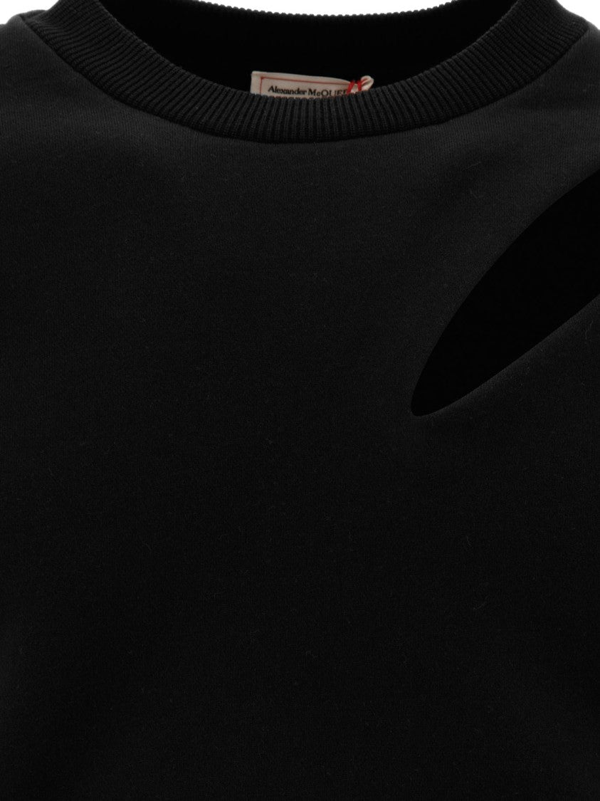 Alexander Mcqueen Cut-Out Detail Black Sweatshirt